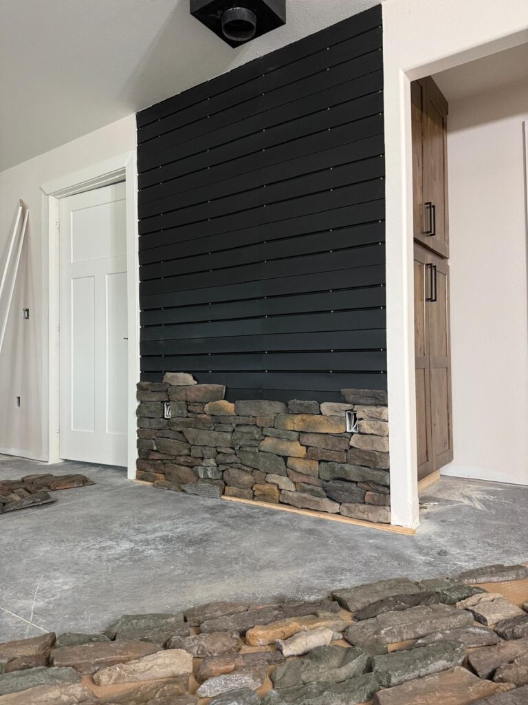 wall with stonework started